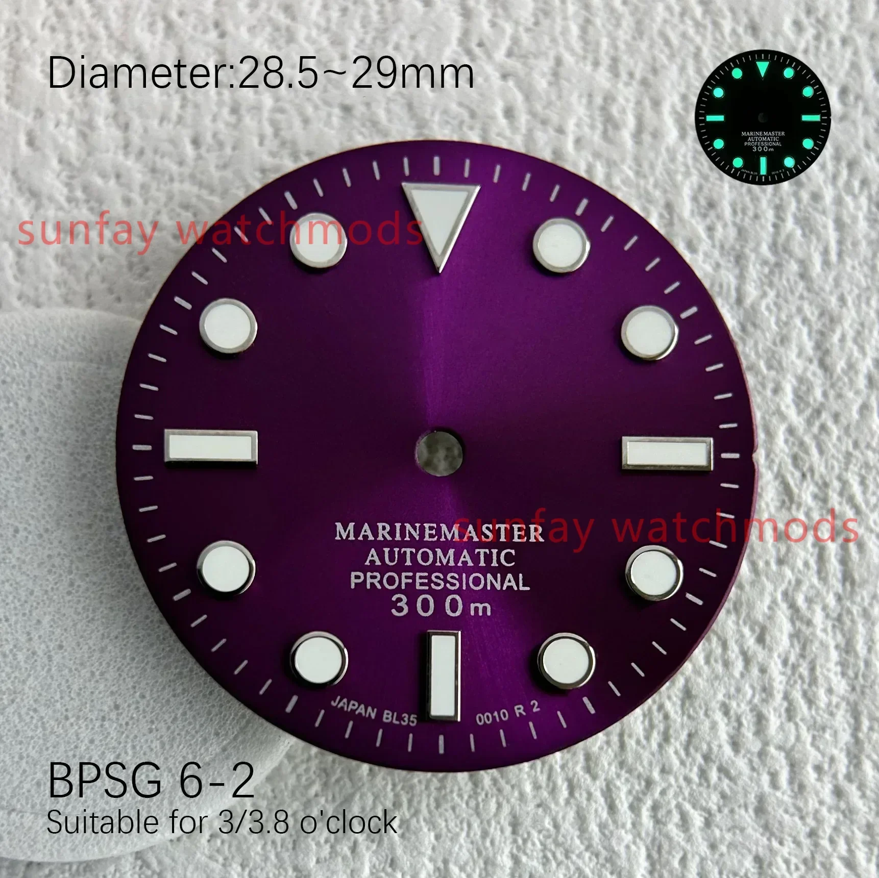 28.5mm Modified SUB Sun Patterned NH35/NH36 Dial Watch Accessories Custom Watch Submariner Dial