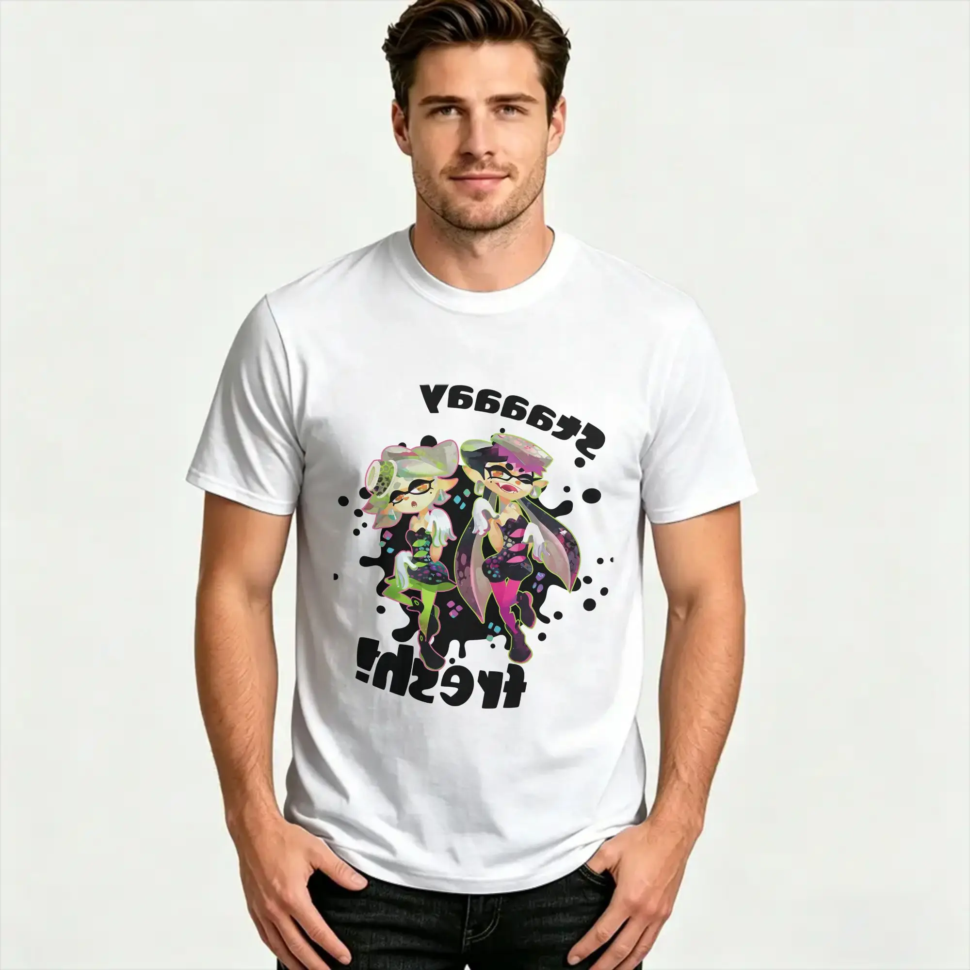 Men Splatoon Stay Fresh Girls T Shirts  100% Cotton Top Tees Beach Funny Short-Sleeved T-Shirt O Neck Hip Hop Printed Tshirt