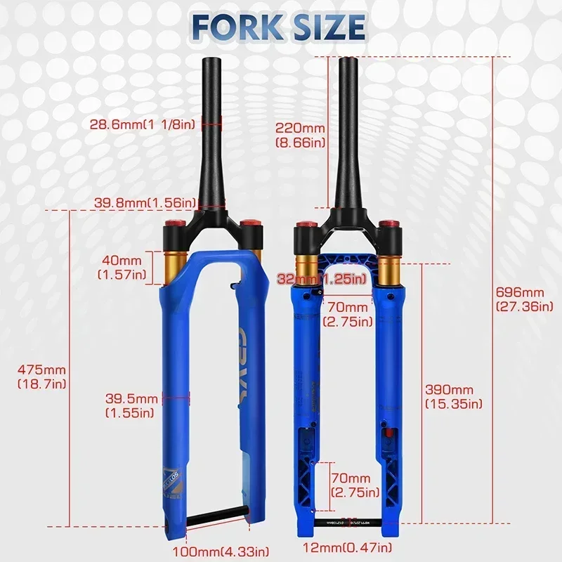 BUCKLOS 700C Suspension Fork 45mm Offset 40mm Travel Bicycle Fork 100*12mm Thru Axle Tapered Gravel Bike Fork Cycling Parts