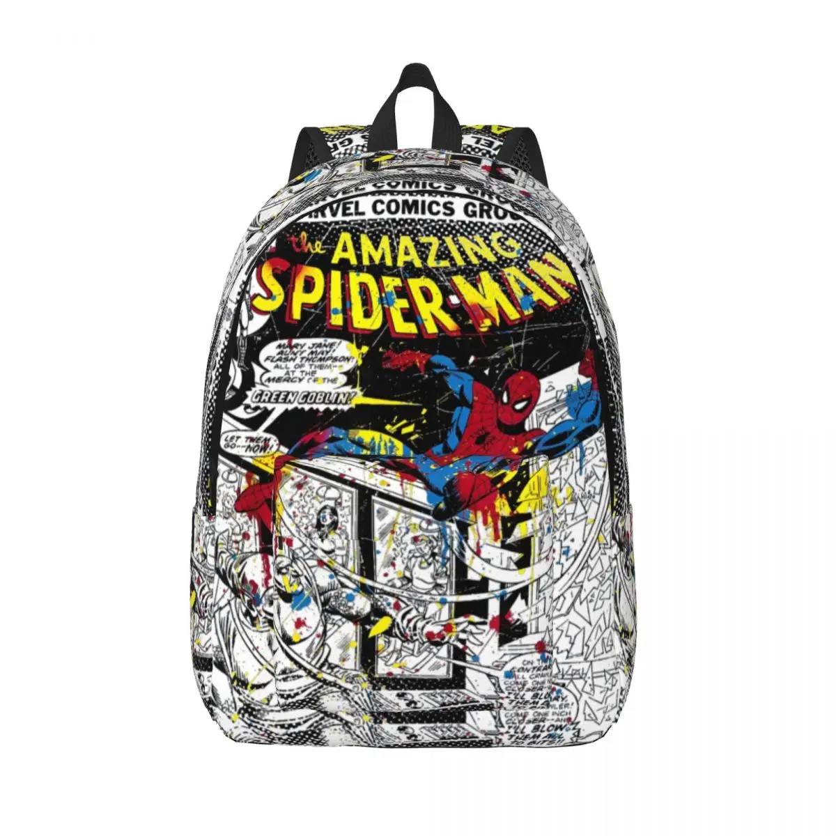 

Spider-Man Classic Fashion Backpack Outdoor Student Business Retro Paint Splat Comic Daypack for Men Women College Shoulder Bag