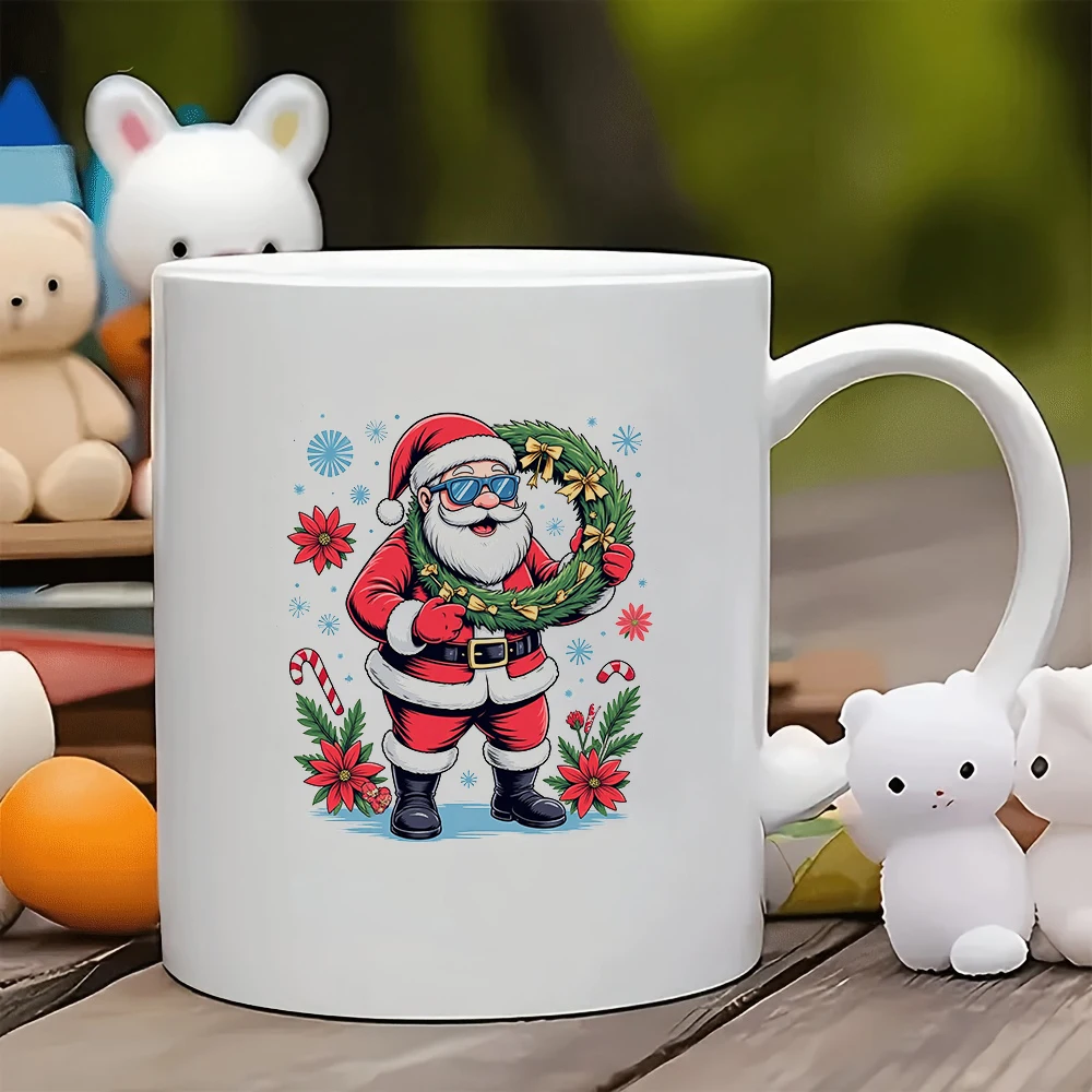

11oz Santa Claus cartoon mug + Santa Claus creative cup Christmas gift children's cup family office coffee mug set