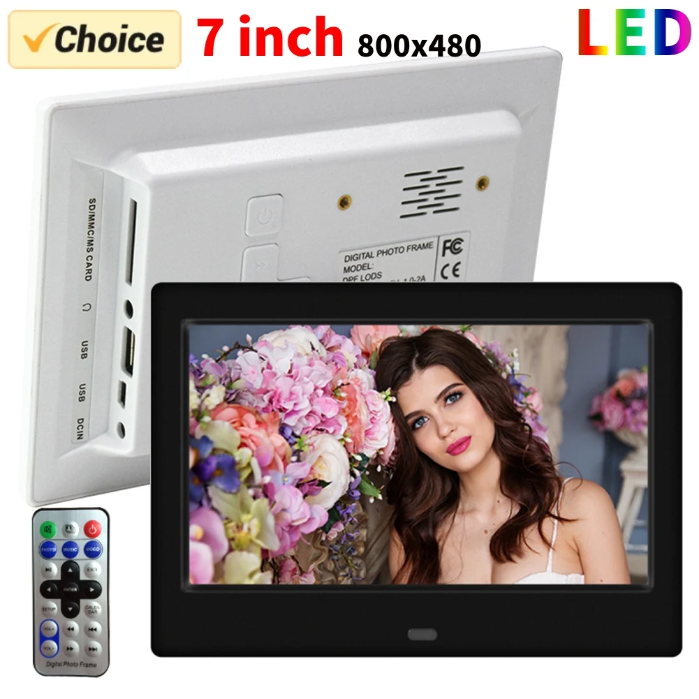 7 Inch HD Digital Photo Frame 800x480 LED Smart Electronic Photo Album LCD Photo Frame MP3 MP4 Music Player with Remote Control