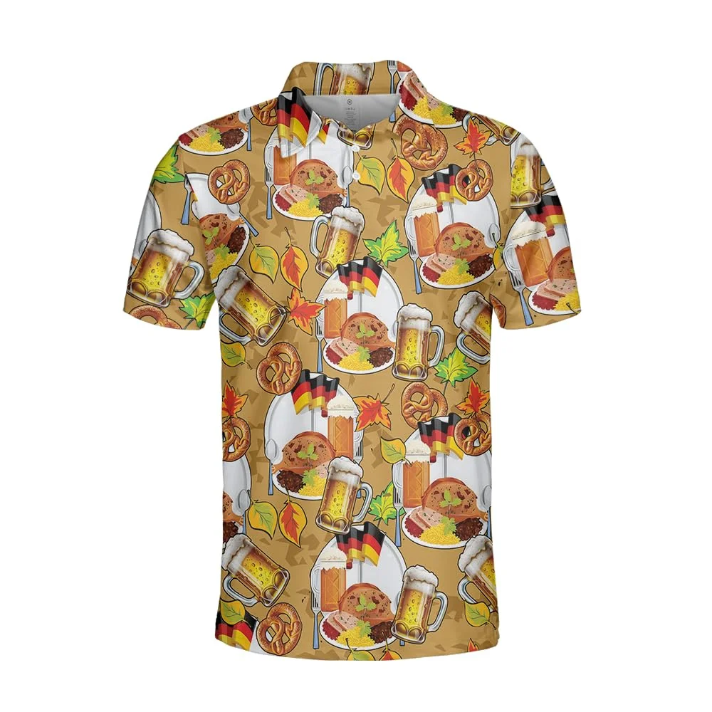 مهرجان البيرة الألمانية الجرافيك قمصان بولو للرجال الملابس 2025 مهرجان أكتوبر بافاريا ميونيخ البيرة الخبز المطبوعة قميص بولو للجنسين #1
