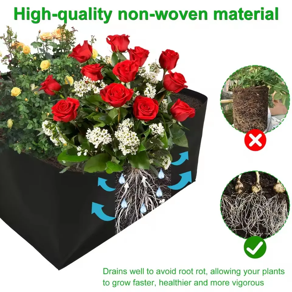 4/8 Grids Garden Raised Planting Bed Fabric Raised Garden Bed Square Felt Garden Flower Grow Bag Vegetable Planter Pots