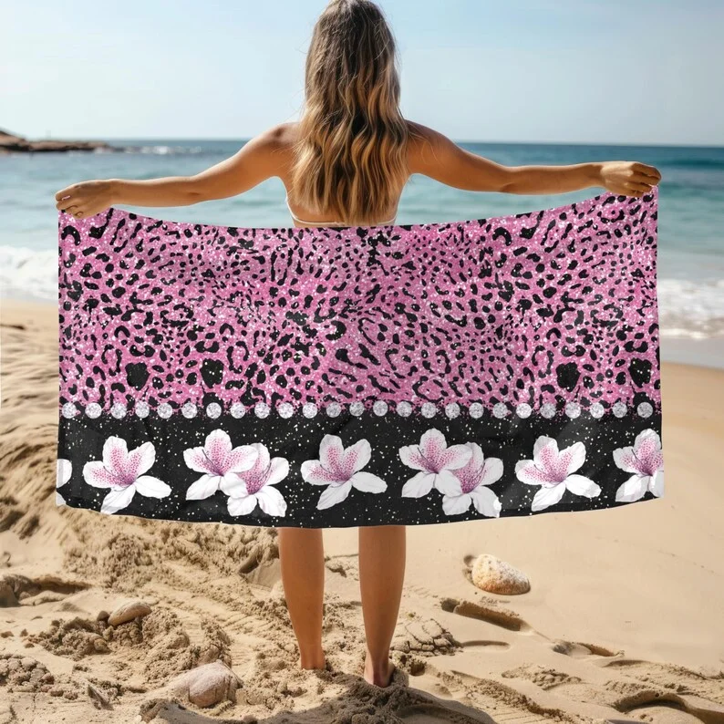 Cheetah Print Beach Towel - Leopard Print Beach Towel - Brown and Beige Beach Towel - Afrocentric Beach Towel Safari Beach Towel