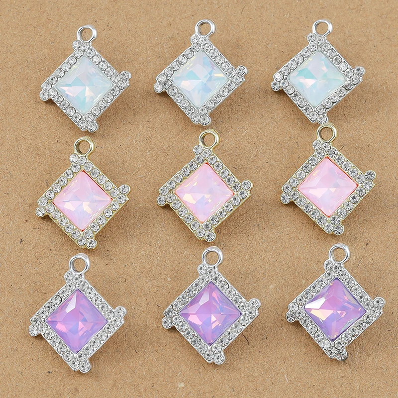 10 Stück 21*18mm Edelstein Kristall Geometrische Charms Anhänger für Schmuckherstellung Ohrringe Armband DIY Halskette Zubehör Zubehör – Detail 1