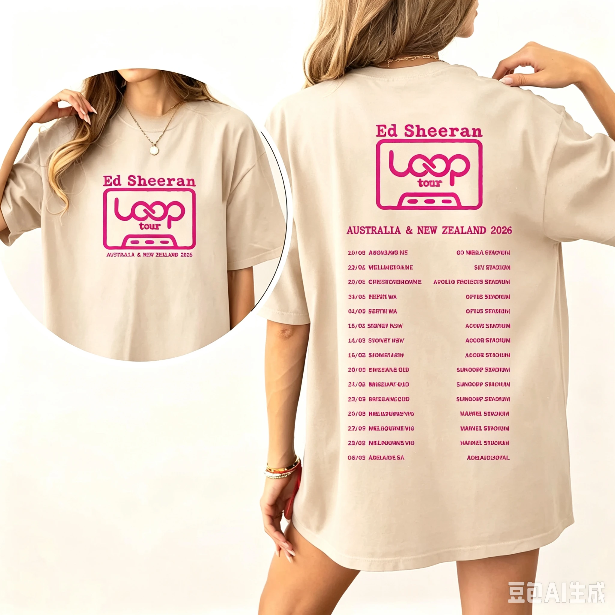 Ed Sheeran 2026 Australian New Zealand Loop Tour Cotton T-Shirt Fan Gift Aesthetic Pop Music Print T-Shirt Men Women Tee Tops