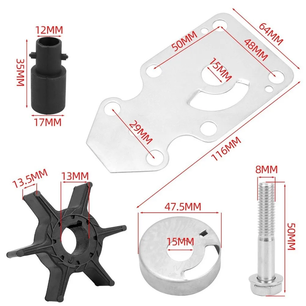 Water Pump Repair Kit for 6HP 30HP For Outboard Motors OEM Part Number 63V-W0078-00 Compatible with 2-Stroke 4-Stroke Engines