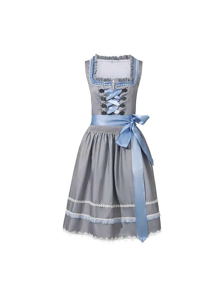 Germany Dress Dirndl Women's Midi Long Dresses Dresses (incl. skirt) Dirndl Apron (for Oktoberfest) Pink Blue