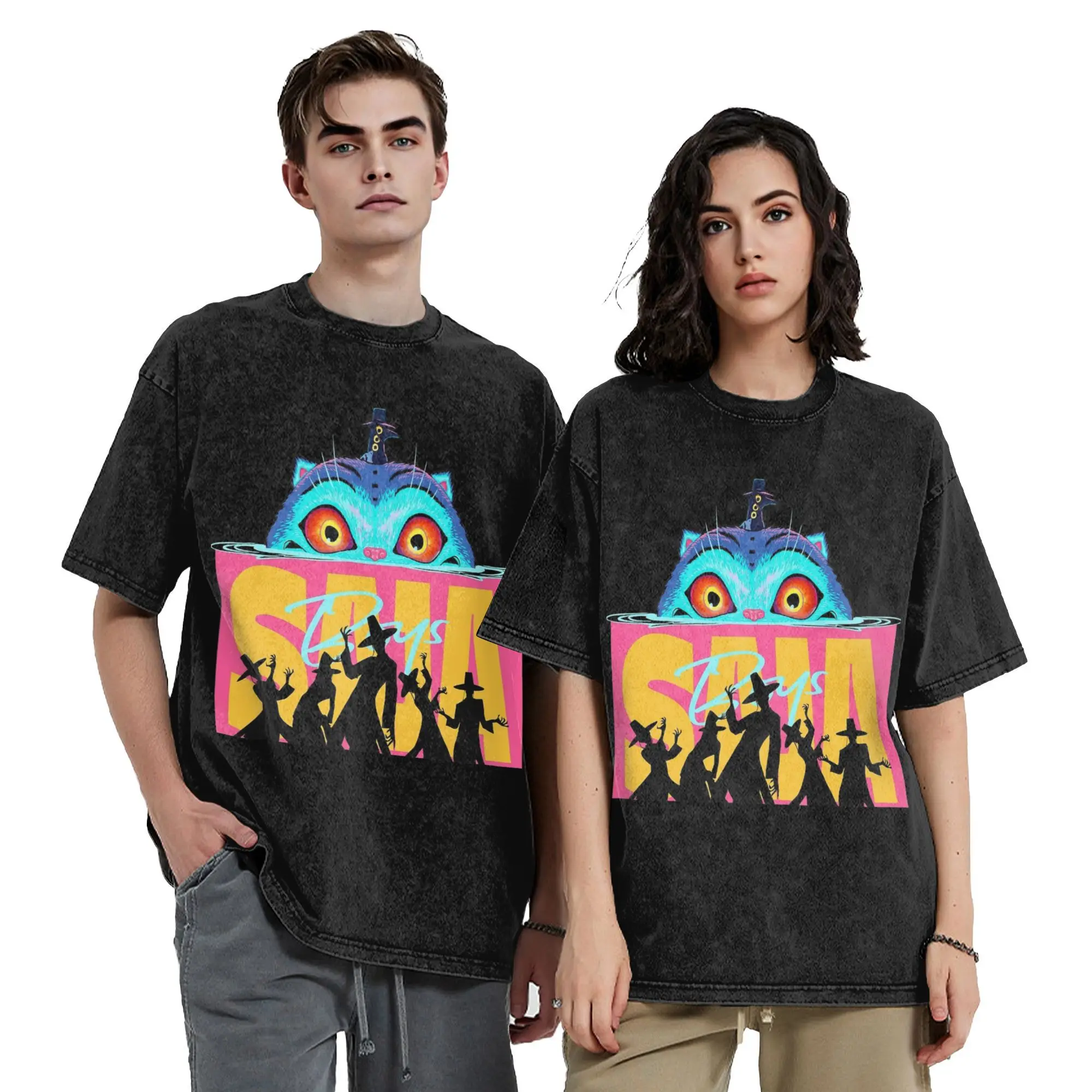 غسلها تي شيرت ساجا بنين Kpop شيطان الصيادين الهيب هوب تي شيرت عتيق Harajuku الشارع الشهير قصيرة الأكمام بلايز تيز للرجال والنساء