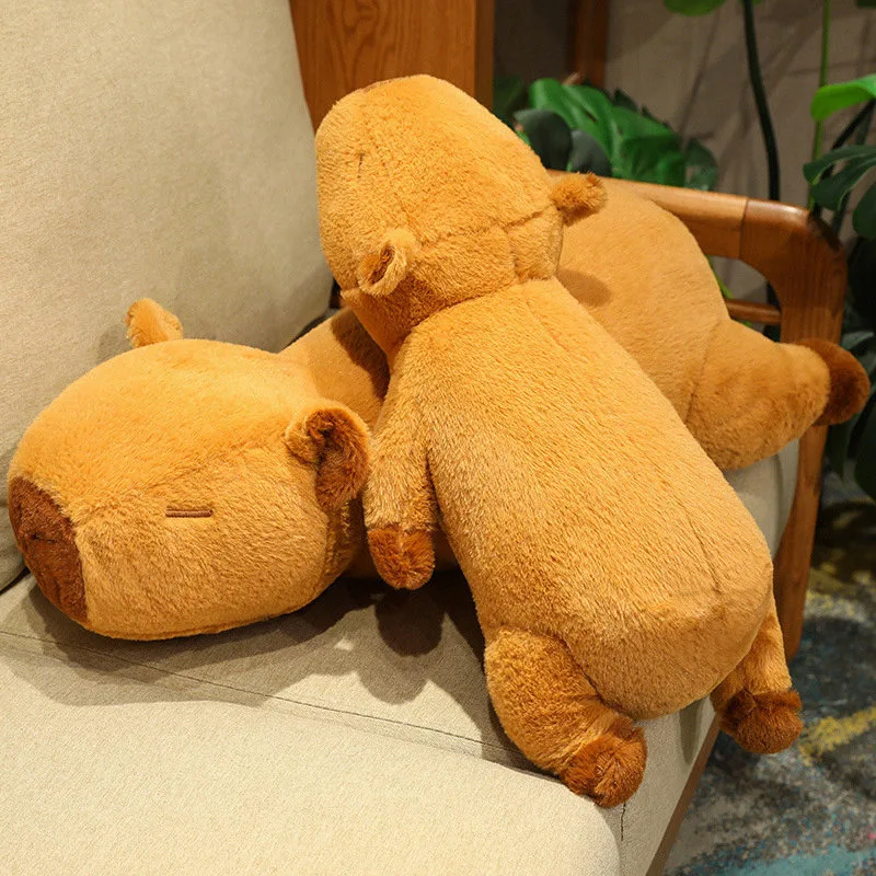 60/80cm Long Lying Capybara Plush Toy Stuffed Animals Capybara Soft Pillow Toys Birthday Christmas Gift