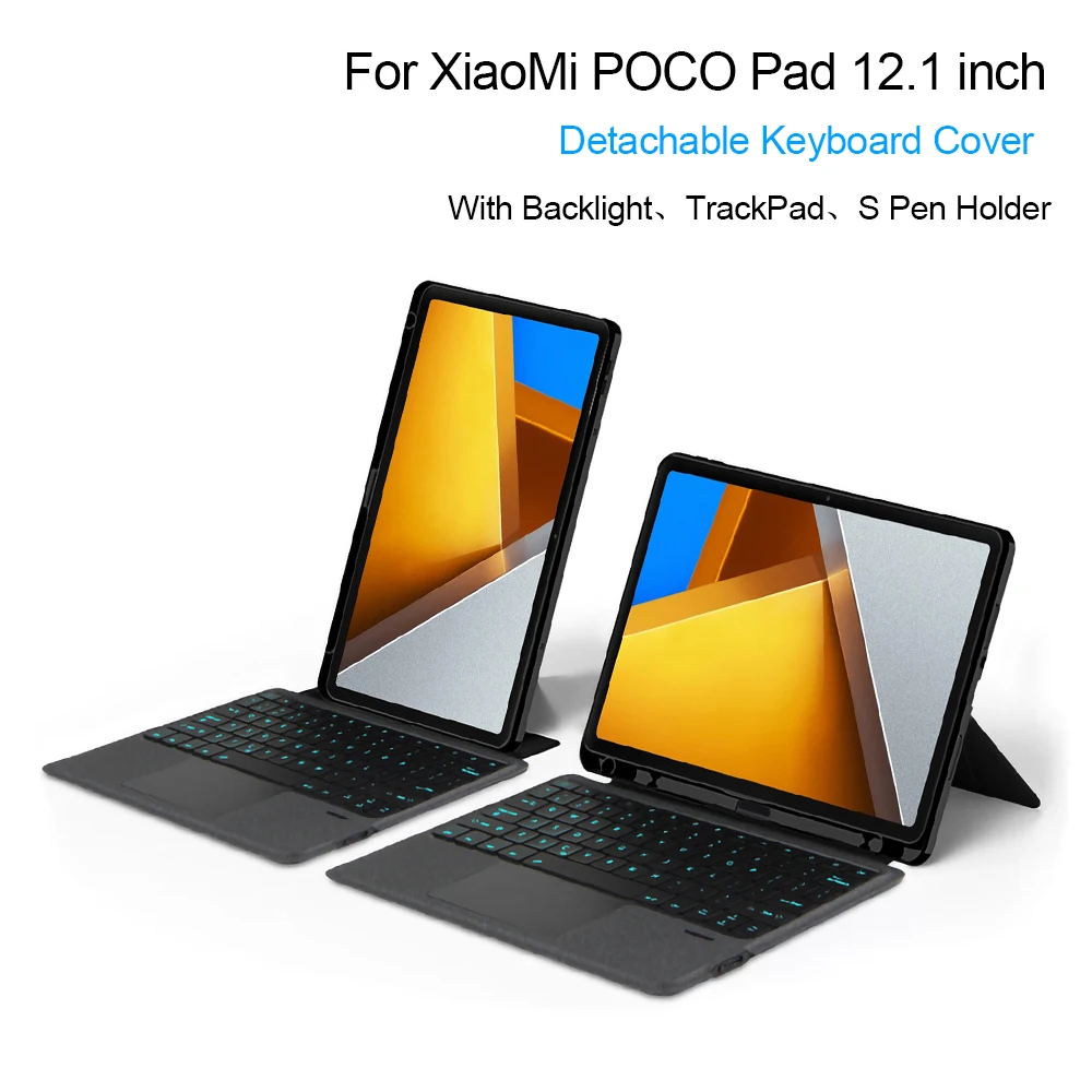 

Чехол для клавиатуры TrackPad Magic для XiaoMi Redmi Pad Pro 12,1 дюйма, POCO Pad 12,1 дюйма, 2024 съемный чехол для планшета с держателем для ручки S