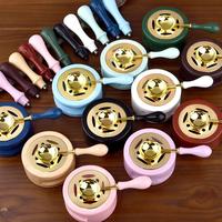 1/2/3pcs Wax Seal Set Wood Wax Melting Lacquer Furnace With /Spoon/Handle Wax Bead Melting Heater Wax Pot Heater For Stamp Craft