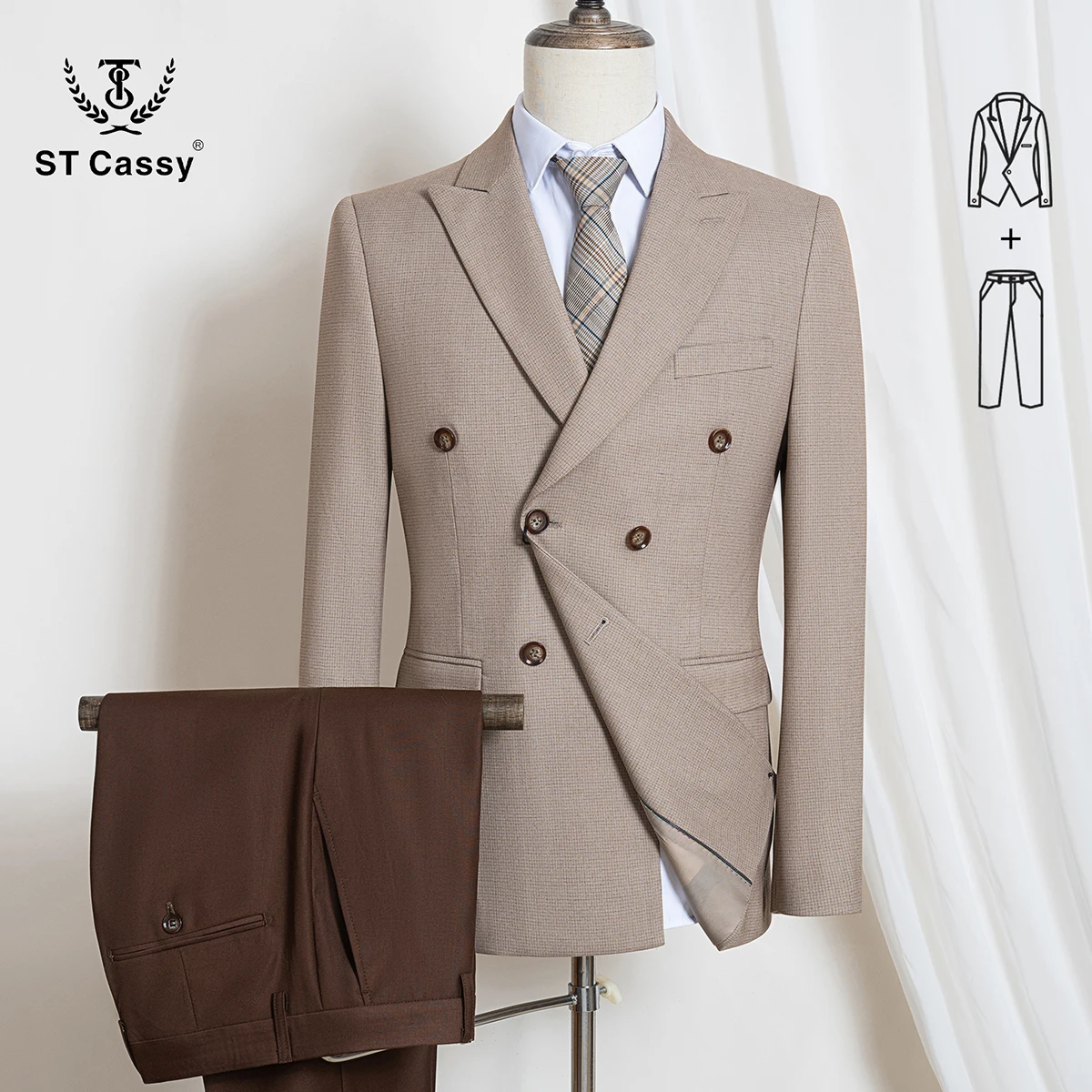 Fato masculino de duas peças, - Double Breasted Blazer avaliação e preço