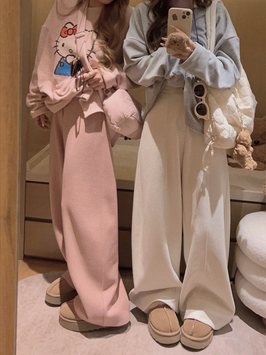 

Брюки Yukiss из шелковой шерсти, повседневные, с плиссировкой, широкие штанины, женские, осенние, с пуговицами на талии