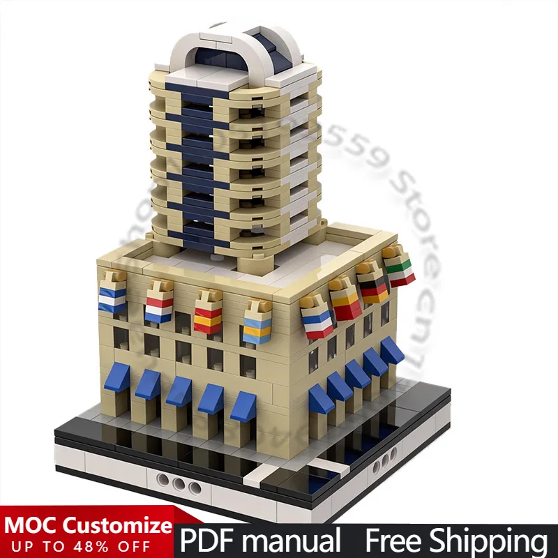 

546 PCS Modular Building Hotel for a Mini Modular City MOC Customize Modular Building Block Model Design DIY Assembly Toy Gift
