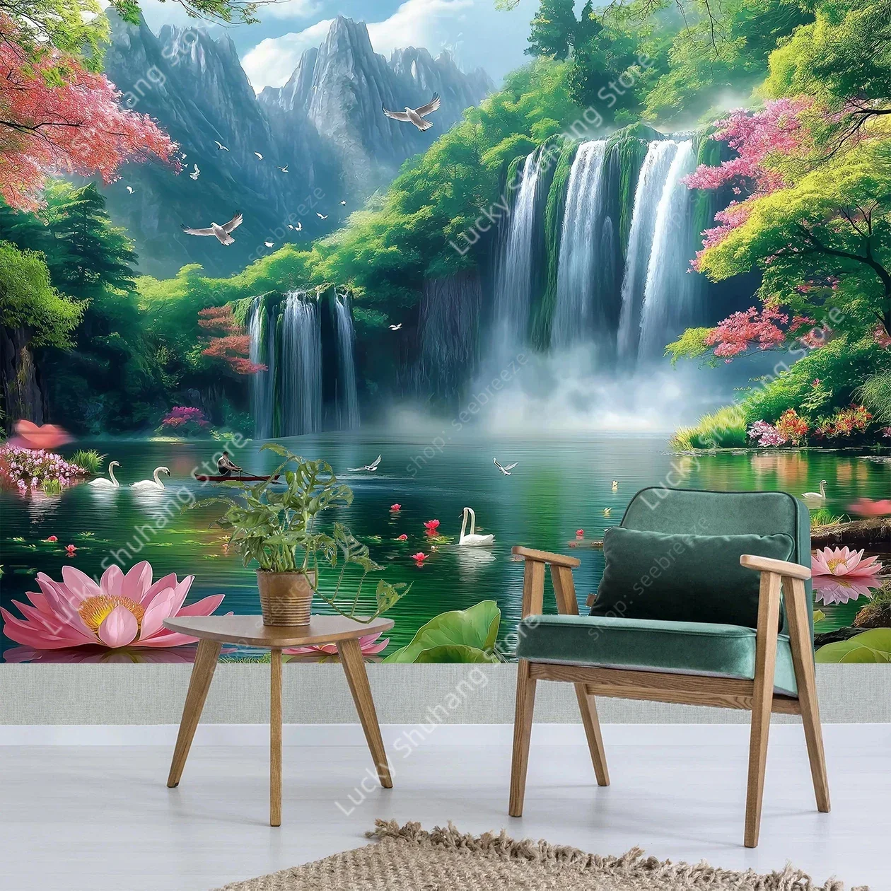 Majestic Waterfall Landscape Tapestry Nature Scenery Wall Art for Bedroom Living Room Decor Tranquil Outdoor Inspired Design
