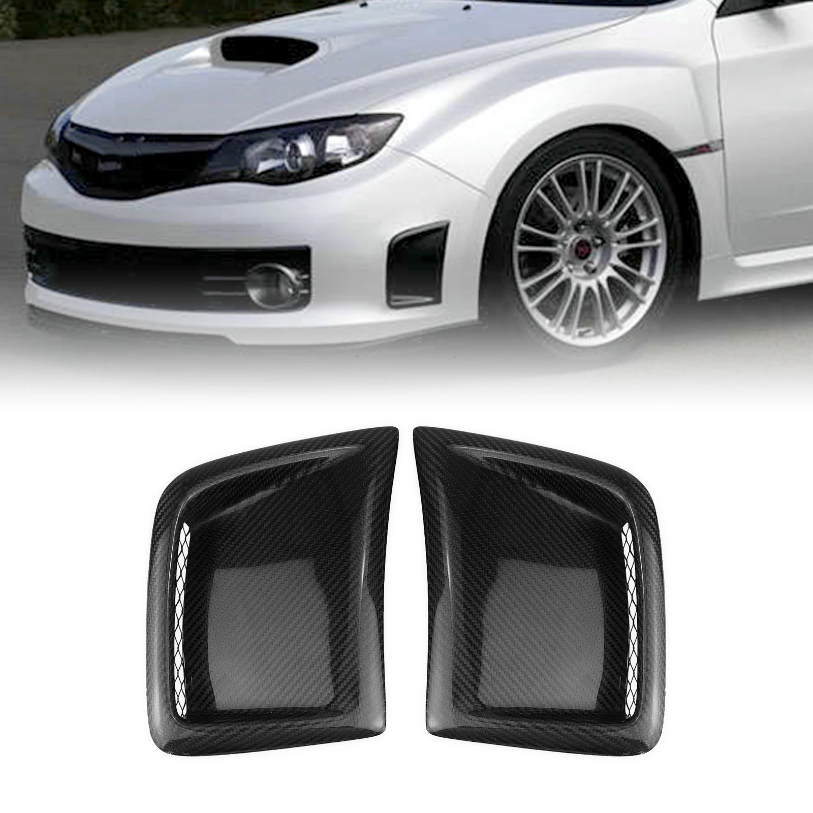 Front Bumper Side Air Vent Trim For Subaru STI WRX GRB Wagon 10th 2008-2014 Carbon Fiber Car Fender Outlet Hood Flow Duct Cover