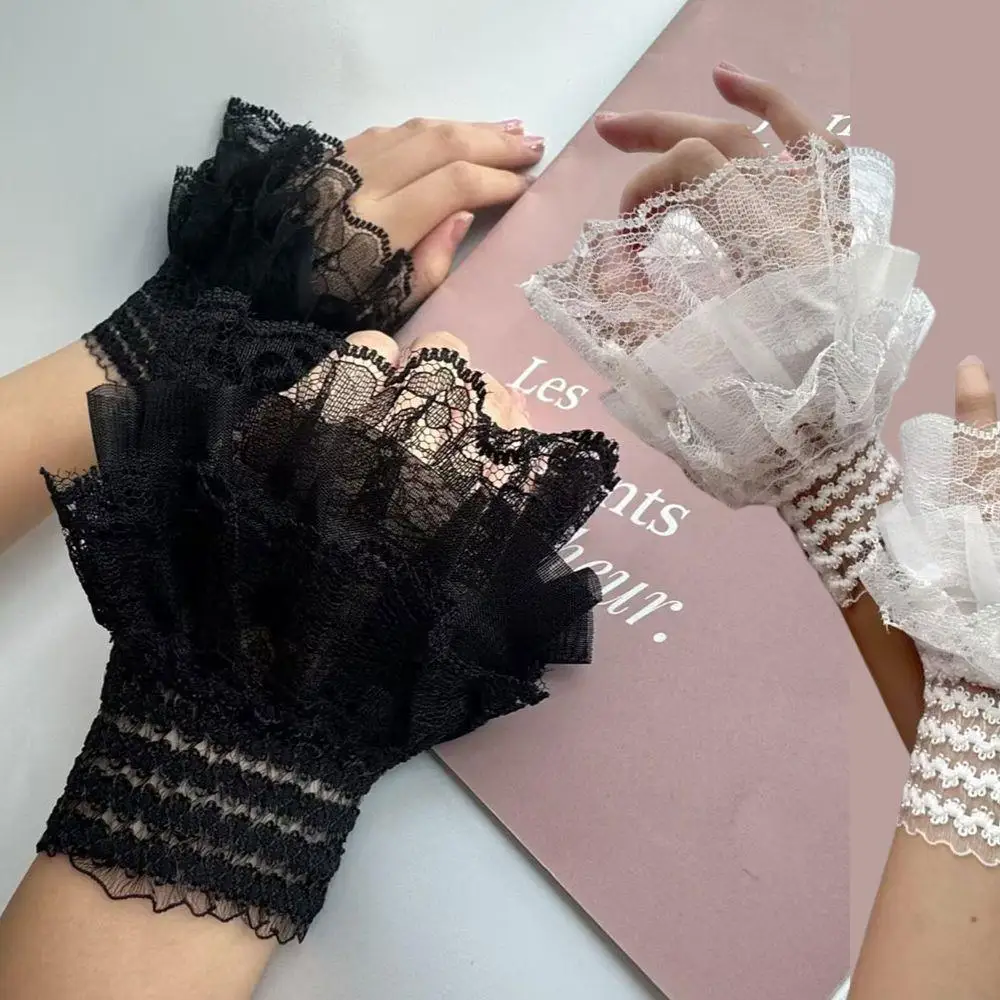 

Готический стиль Лолиты, манжеты на запястье, съемные накладные рукава, милые оборки, кружевная отделка, аксессуары для косплея горничной для женщин и девочек