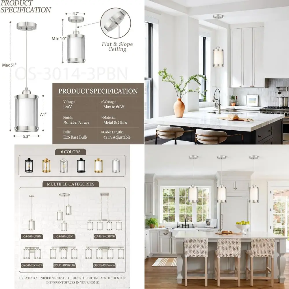 

Современный мини-подвесной светильник с плафоном из молочного стекла для кухонного острова или раковины