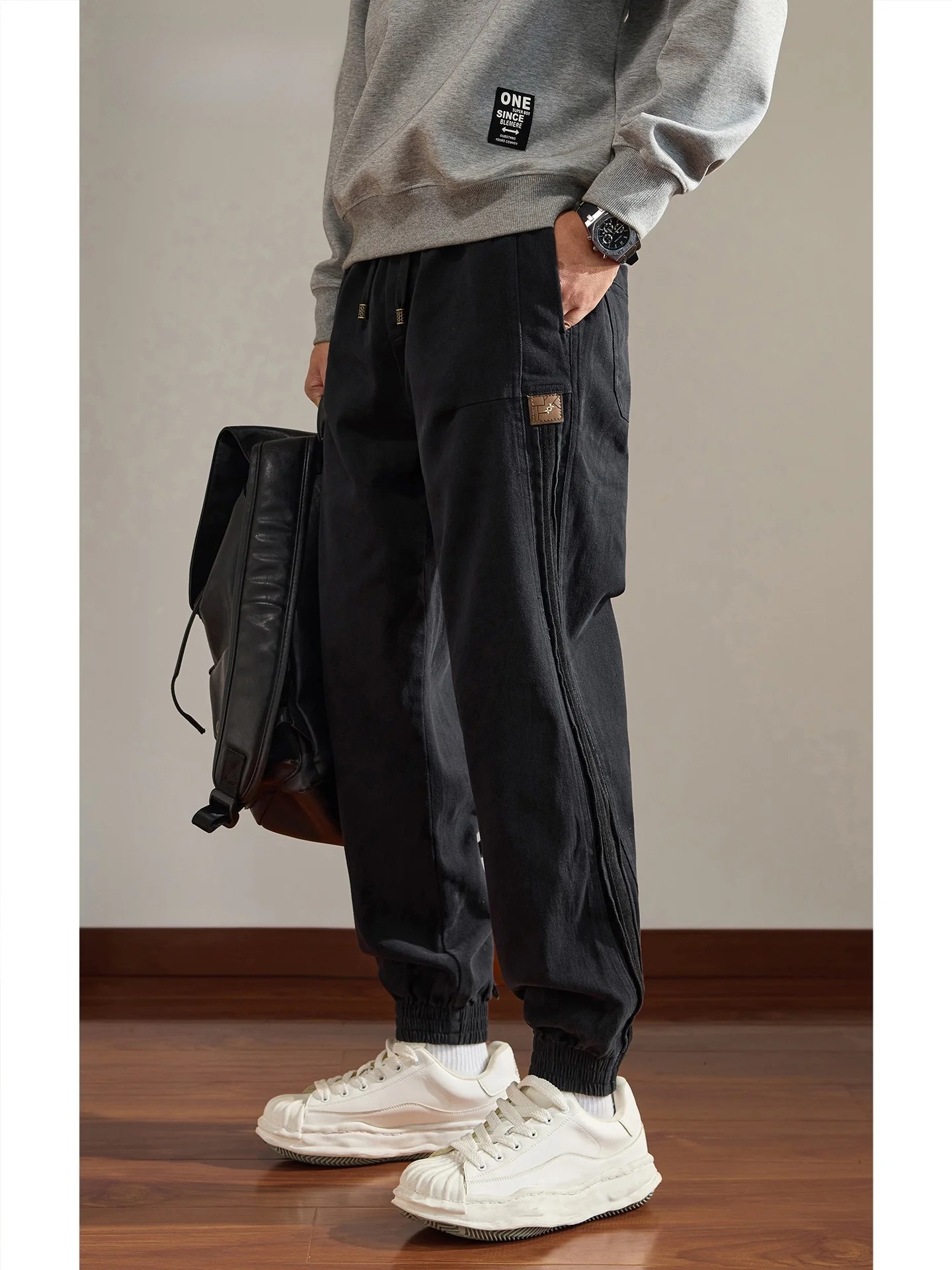 

Высококачественные повседневные мужские брюки Harlan, эластичная зауженная рабочая одежда, лоскутные брюки с манжетами, свободный крой, осень-зима, новый Sle