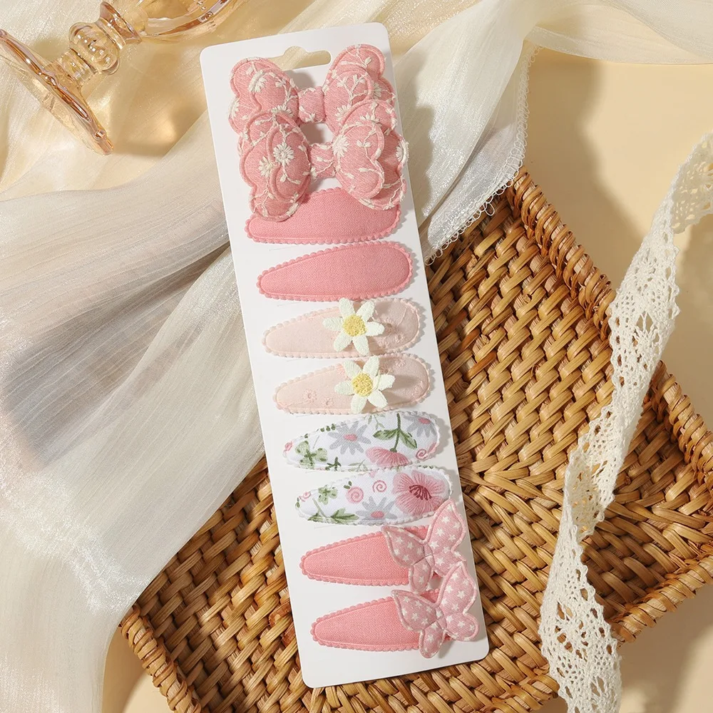 10 Stück/Set Bedruckte Stoff-Haarspangen für Babys und Mädchen, Feststehende Kantenclips für Party und Alltag, Mädchen-Haaraccessoires – Detail 13