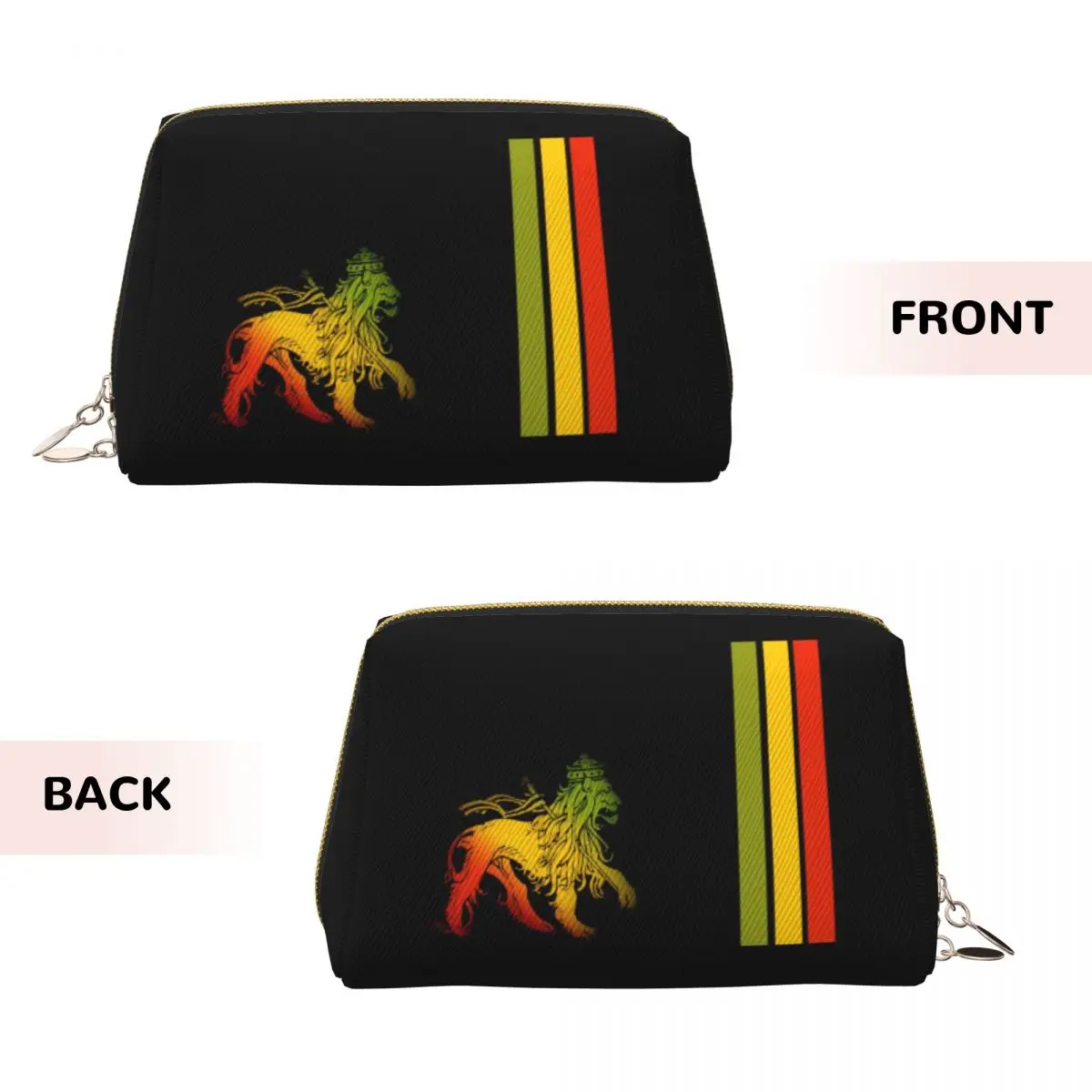 Rasta Lion Stripe Women Cosmetic Bag Travel Makeup Organizer Pouch Toiletry Storage Dopp Kit Case