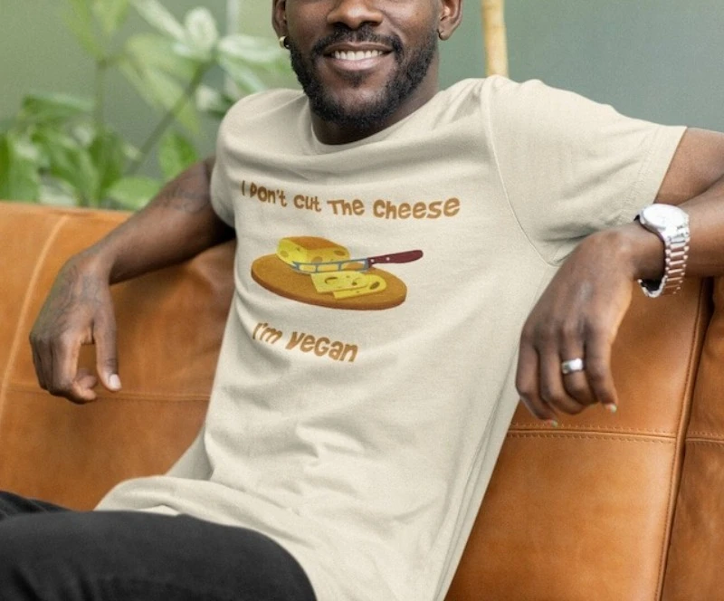 I'm Funny Vegan Rights Tee I Don't Cut The Cheese Unisex All-match Vegetarian Save Animal Printed T-shirt Tops Casual Style