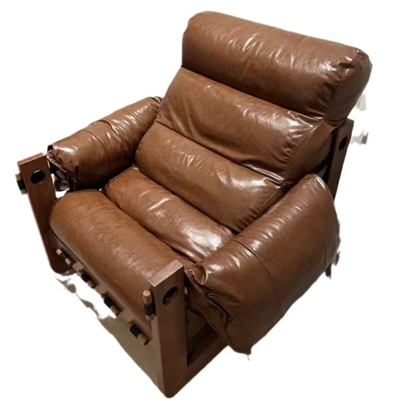 كرسي جيرسي جلدي لغرفة النوم والترفيه المنزلي، كرسي أريكة فردي إسكندنافي، مصمم كلاسيكي من الخشب الصلب في العصور الوسطى