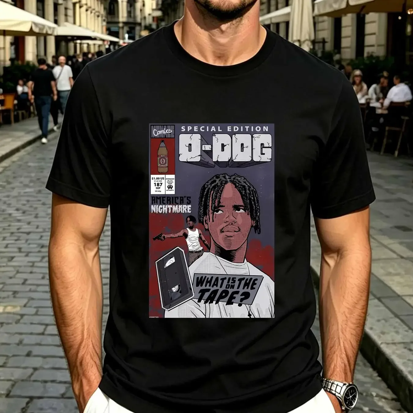 washed T Shirt Menace II Society O Dog Issue Black vintage Washed Stretched fashion Top For Everyday Wear Breathable Stylish