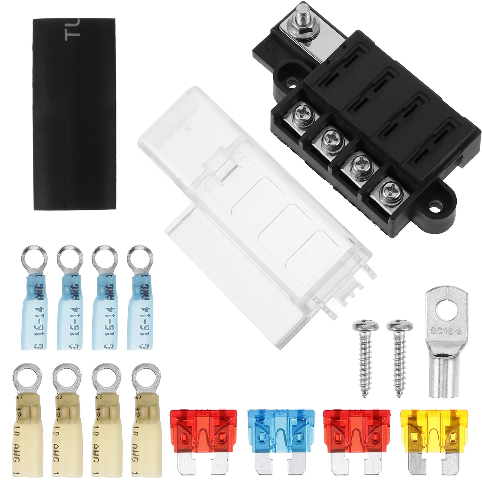 

Fuse Wire Connectors 1In4Out Circuit Tap ATC Holder Compact Mini Plastic Waterproof Auxiliary Automotive Relay Kit