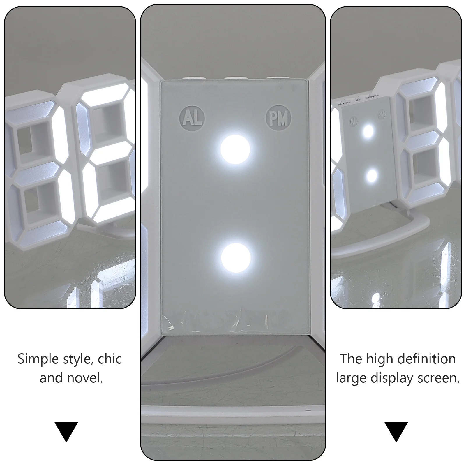 

1Set LED Digital Wall Hanging Clock 3D Mute Wall Clock Large Screen Display Practical Home Decor Office Bedroom