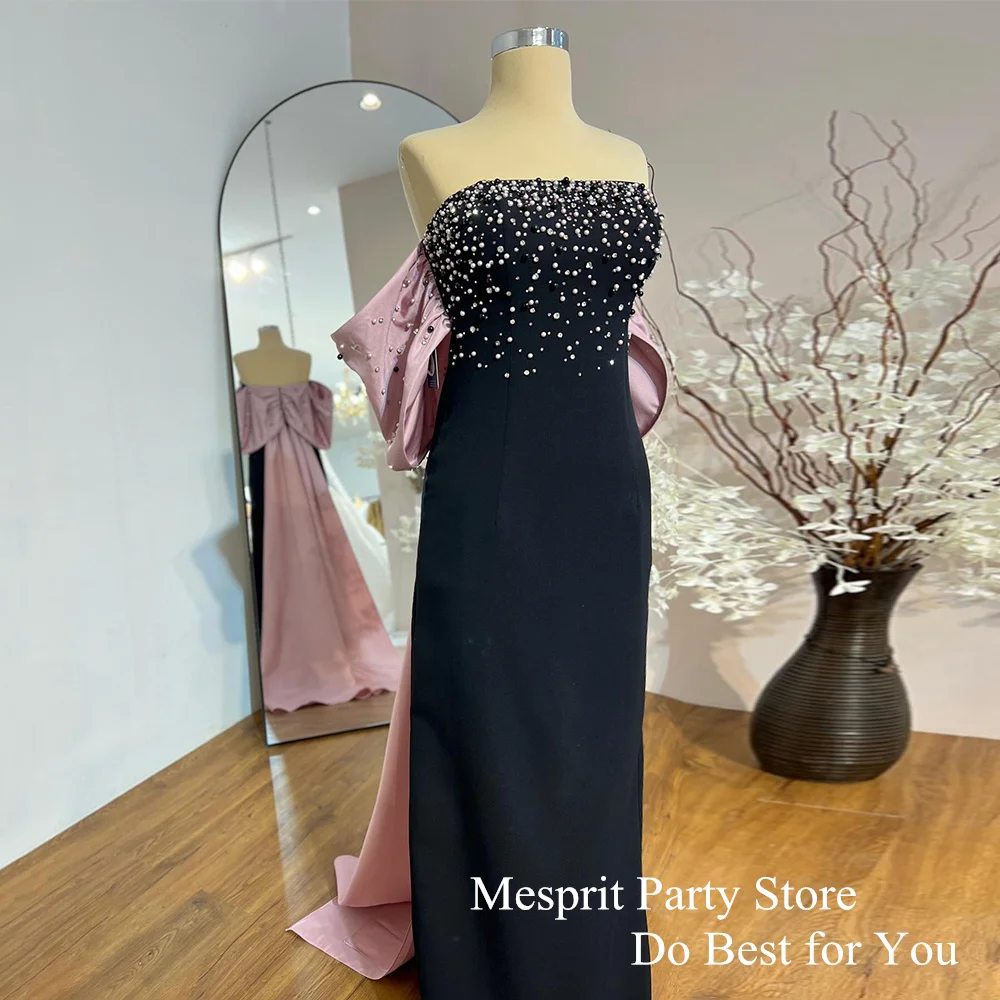 Off The Shoulder Evening Dress Customized Heavy Beading Pearls Straight Saudi Arab Party Gown Custom Color Evening Dresses