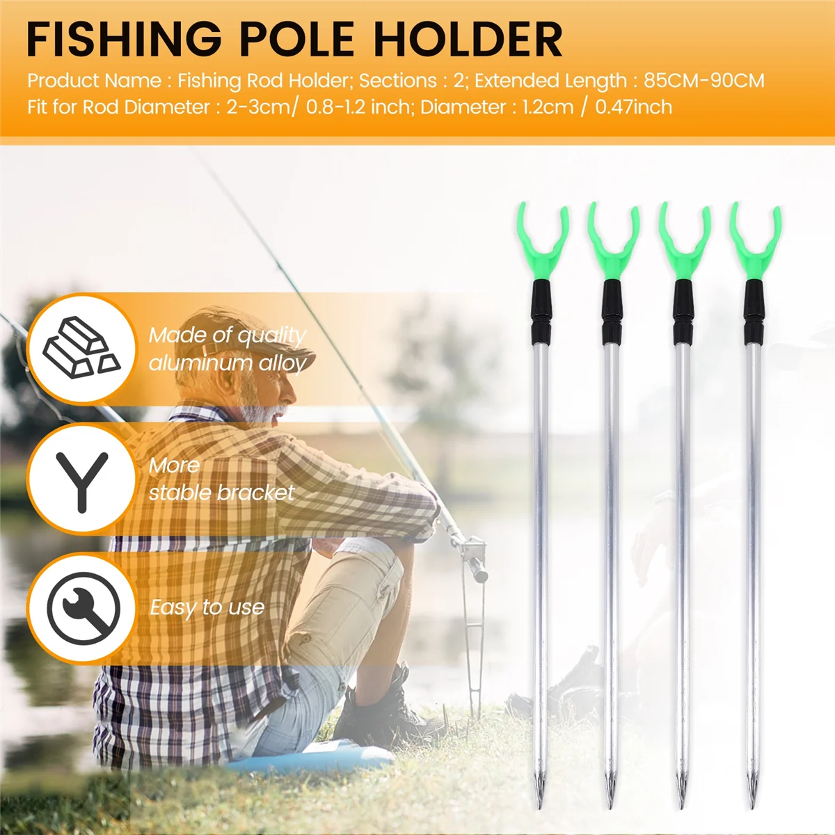 SMIEA Suporte para vara de pesca de metal ajustável, 4 unidades, estrutura fixa, suporte para vara de pesca, suprimentos de pesca