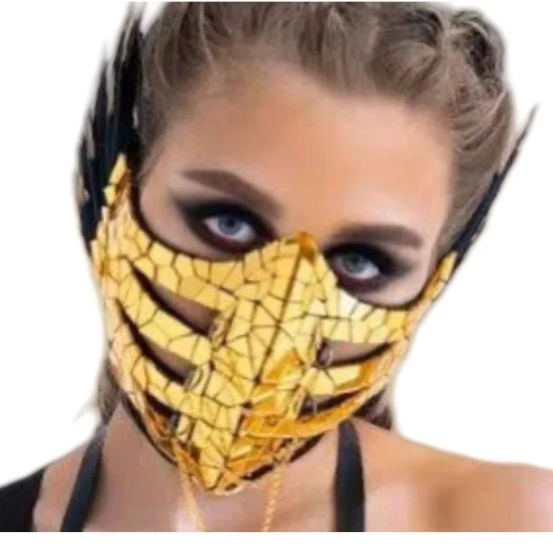Masked หรูหรายุ้ยกระจกเครื่องประดับหน้ากากตลก Masquerade เต้นรําฮาโลวีนนักร้องอุปกรณ์เสริมเวที