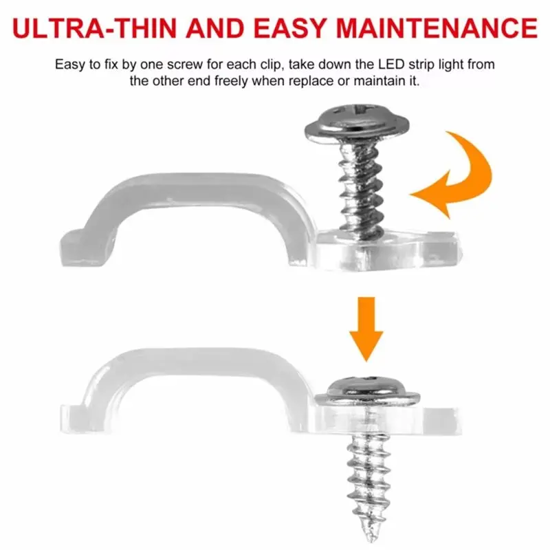 ABNM Fixing Clips Mounts For LED Strip Lights 100 PCS Fixator With Screws Light Holder Cable Clamps For LED Strip Light Bar