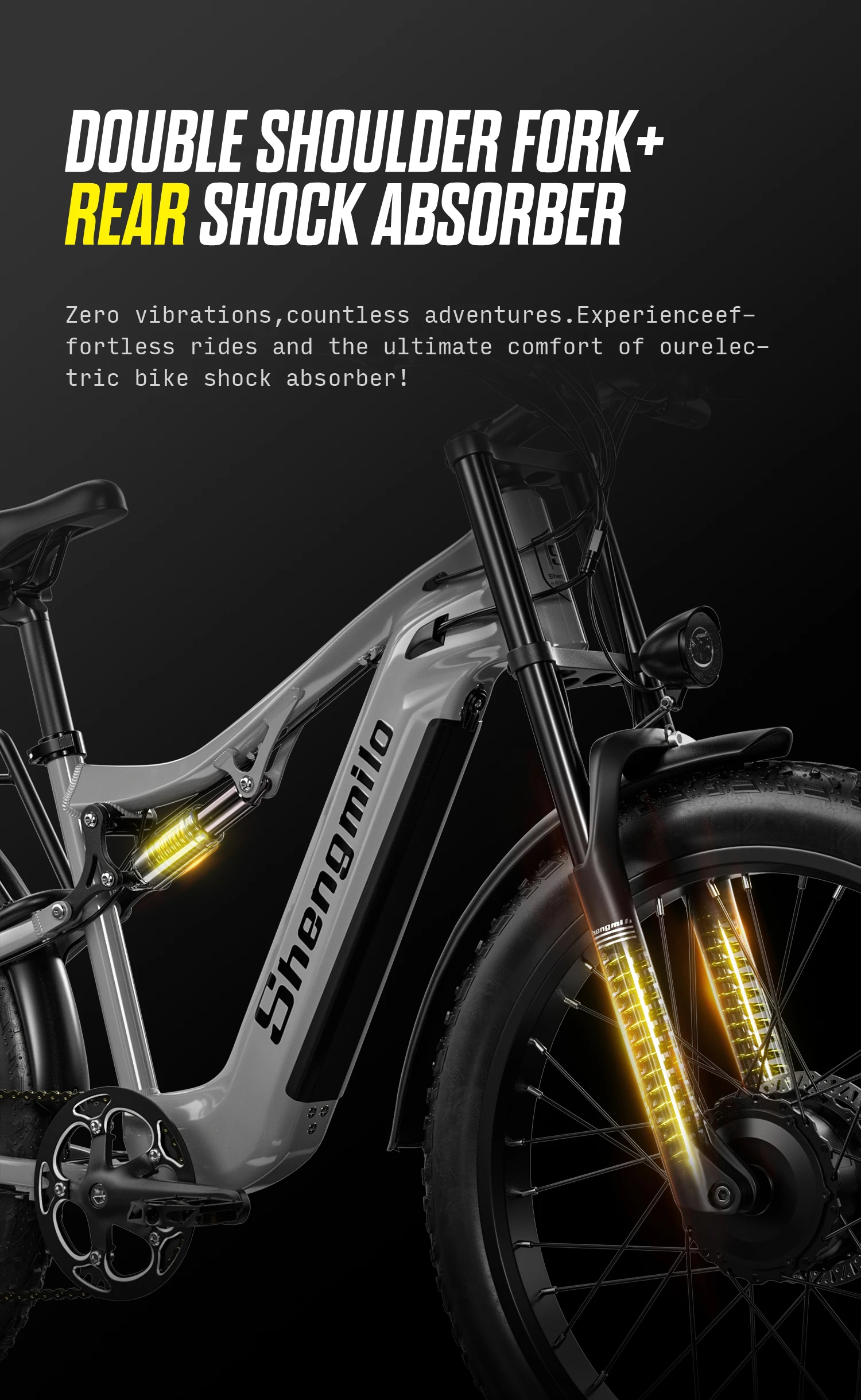Shengmilo S600 Erwachsenen E-Mountainbike 48V840WH Batterie 26' Fat Tire All-Terrain Elektrofahrrad – Detail 2