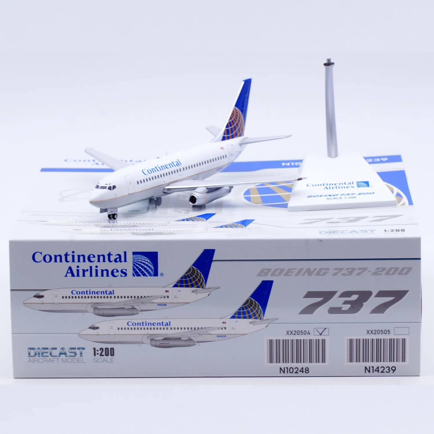 Xx20504 liga avião colecionável presente jc asas 1:200 continental companhias aéreas [polido] boeing 737-200 modelo de aeronave fundida n10248
