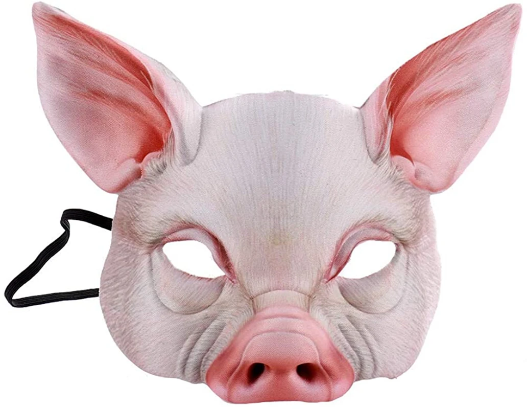 Half Face Animal Mask Horror Pig Mask for Halloween Costume Party Cosplay Ball Attire Mask Props