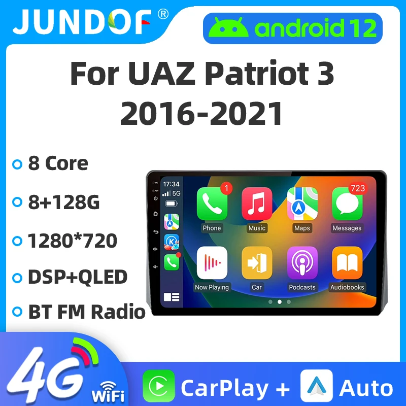 

Jundof Android 12 Car Radio For UAZ Patriot 3 2016-2021 Multimedia Video Player Auto Carplay Navigation GPS No 2 din 2din DVD