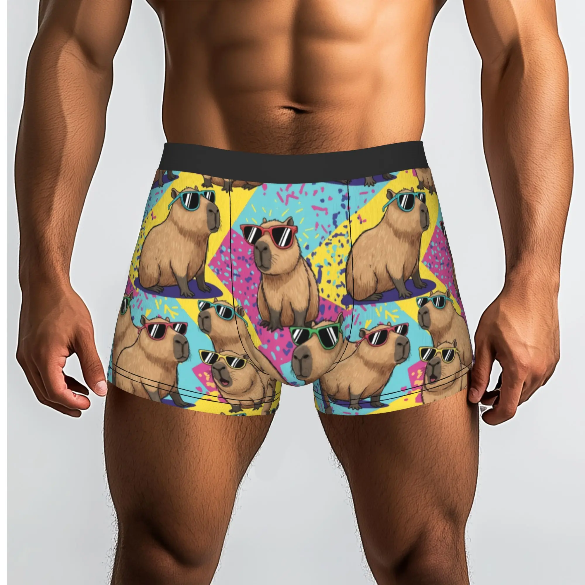 Custom Capybara Confetti Fiesta Boxers Shorts Men's  Briefs Underwear Funny Underpants