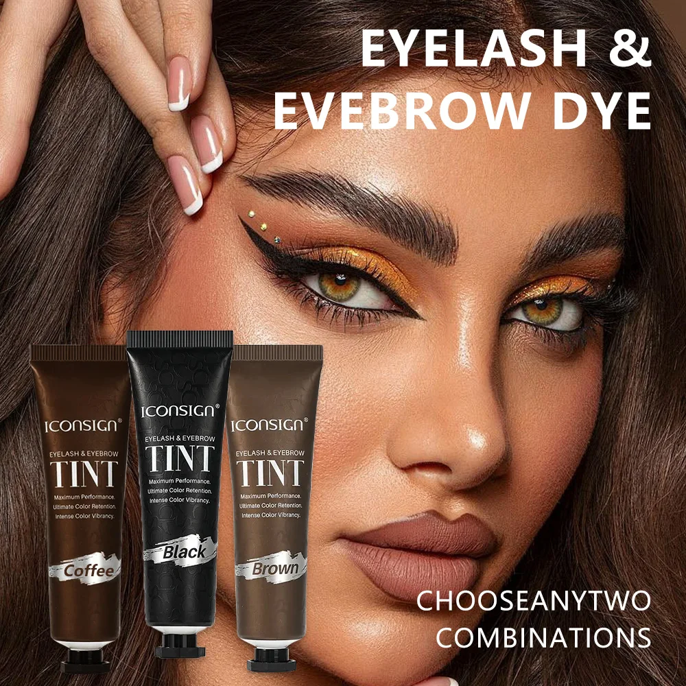 Kit de tinte de cejas resistente al agua y al sudor, color negro/marrón/café, maquillaje semipermanente, estilismo y humidificación para salón