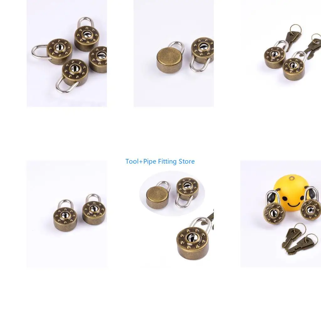 F92B Archaize Round Padlock Mini Antique Lock With for Key Drawer Suitcase Security L