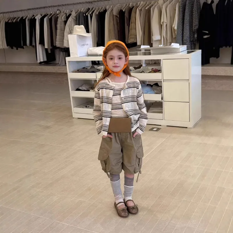 2026 New Spring Summer Korean Fashion Trend Girls Casual Work Pants Boys and Girls Pocket Middle Pants Shorts