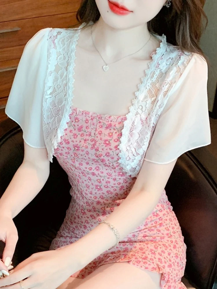 

Ultra-Thin ort Women's ells Outerwear Ultra-Light UV Protection Clothes Korean Sle V-Ne Bell Sve Lace irt