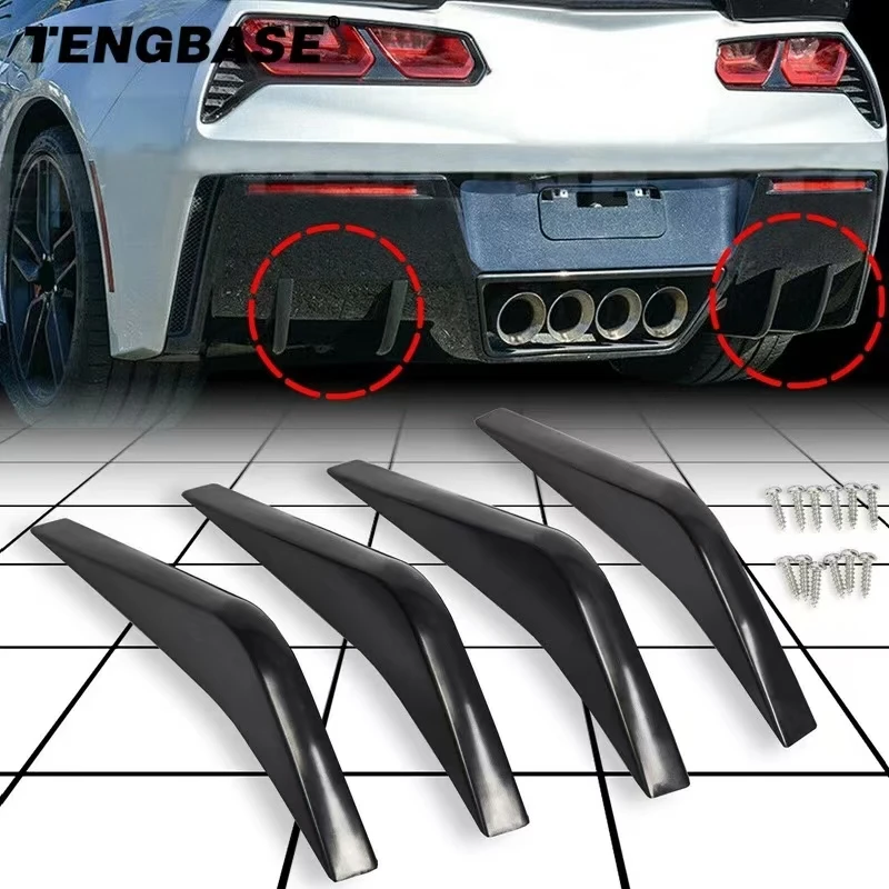 4Pcs Car Rear Bumper Diffuser Universal Back Bumper Spoiler Splitter Car-Styling Accessories For 2014-2019 Chevrolet Corvette C7