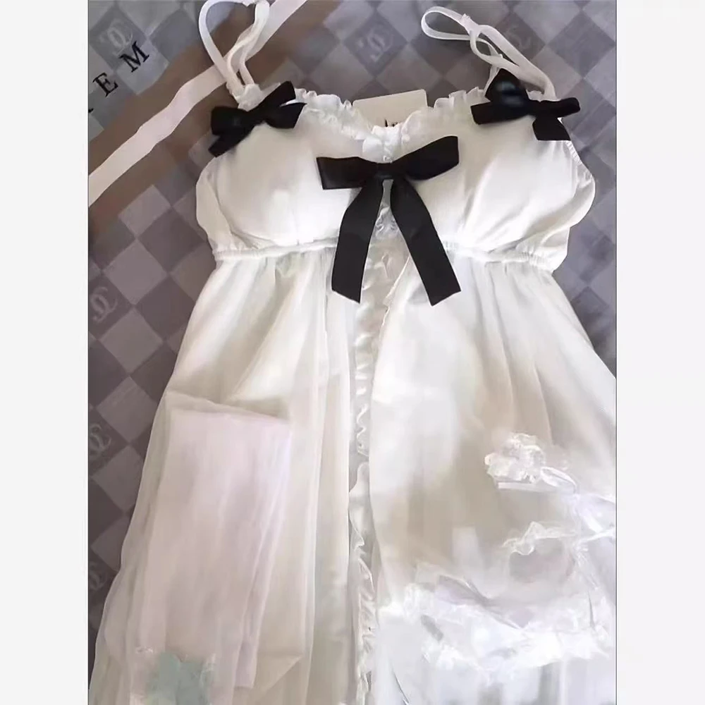 Anime Yosuga No Sora Kasugano Cosplay Costume Wig Kasugano Sora Bowknot Sling Nightdress Sweet Lolita Sleepwear Ruffle Dress - view 2
