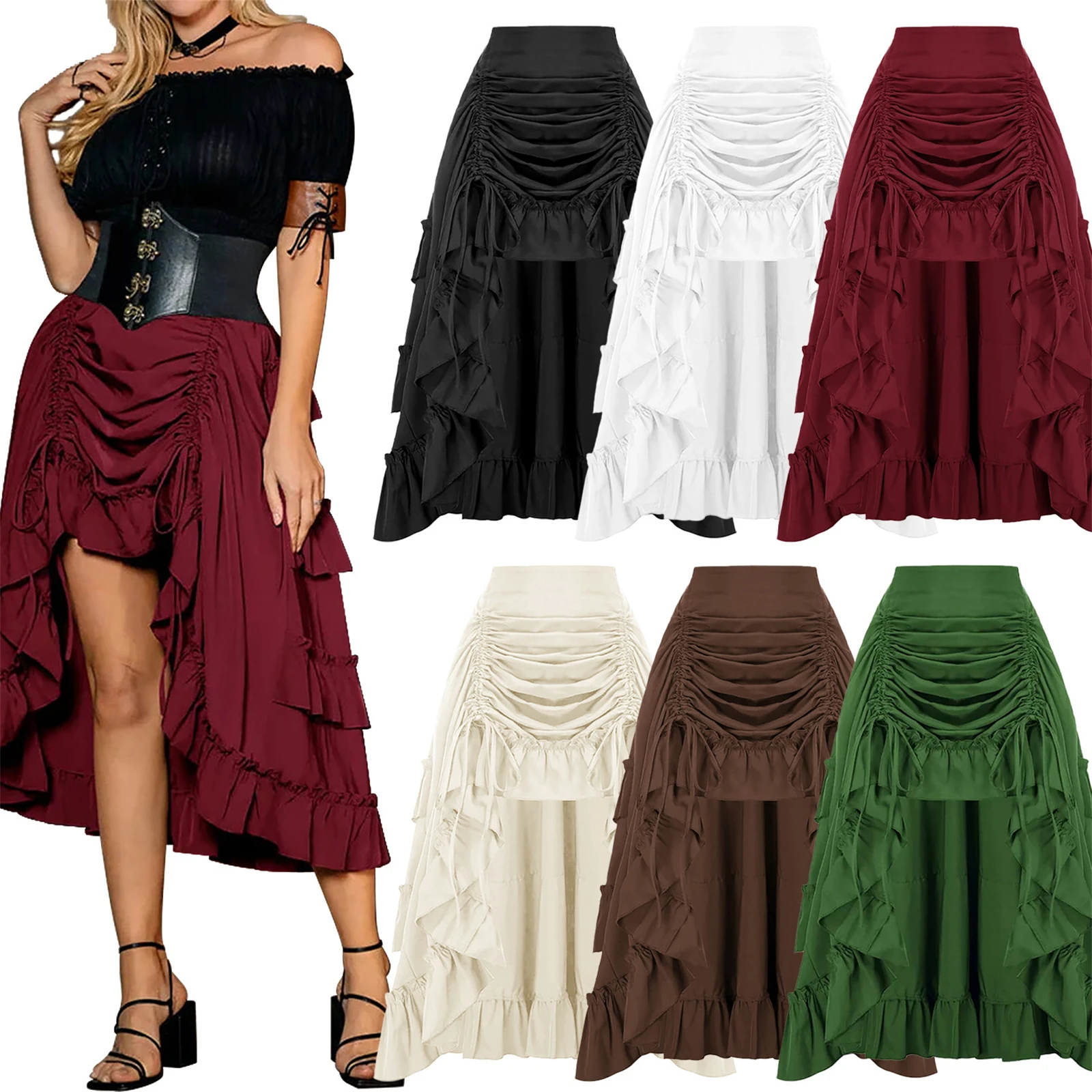 Summer Renaissance Clothing - Jupe d'été pour femmes, jupe gothique