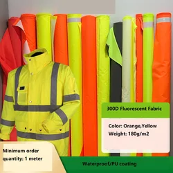 EN20471 giallo fluorescente arancione 300D Oxford traspirante permeabile all'umidità PU rivestimento bianco panno avvertimento cappotto tessuto impermeabile