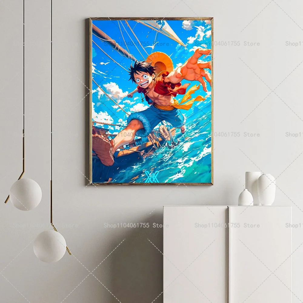 1 قطعة واحدة أنيمي P-PieceS لوفي المشارك ذاتية اللصق الفن ورق مقاوم للماء ملصق مقهى بار غرفة جدار ديكور